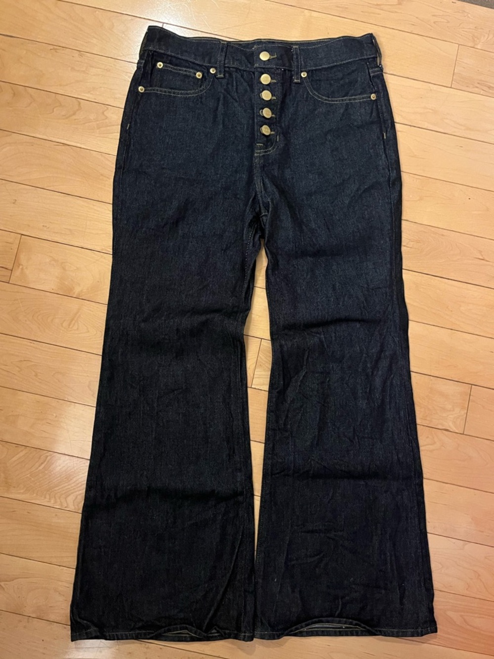 J.Crew Dark Wash Wide-Leg Flare Button-Fly Women’s Jeans